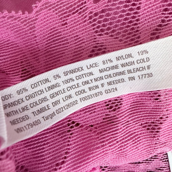 Women's Cotton Thong Auden Pink with hearts size small - Picture 4 of 4